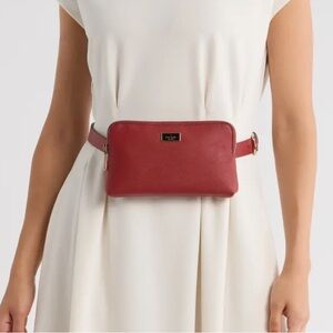 NWT KATE ♠️ SPADE Deep Lipstick Red Leather Belt Bag New Waist pouch bum bag